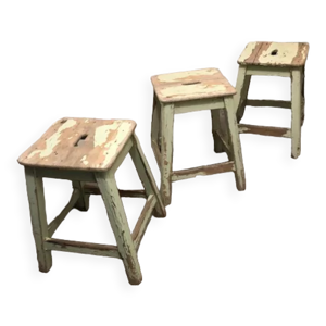 Lot de 3 tabourets peintre vintage