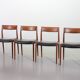 Niels Otto Moller Teak Wooden with Black Leather Dining Chairs, Model 77
