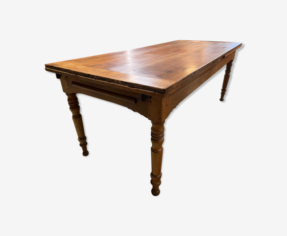 Table de ferme merisier avec 2 allonges