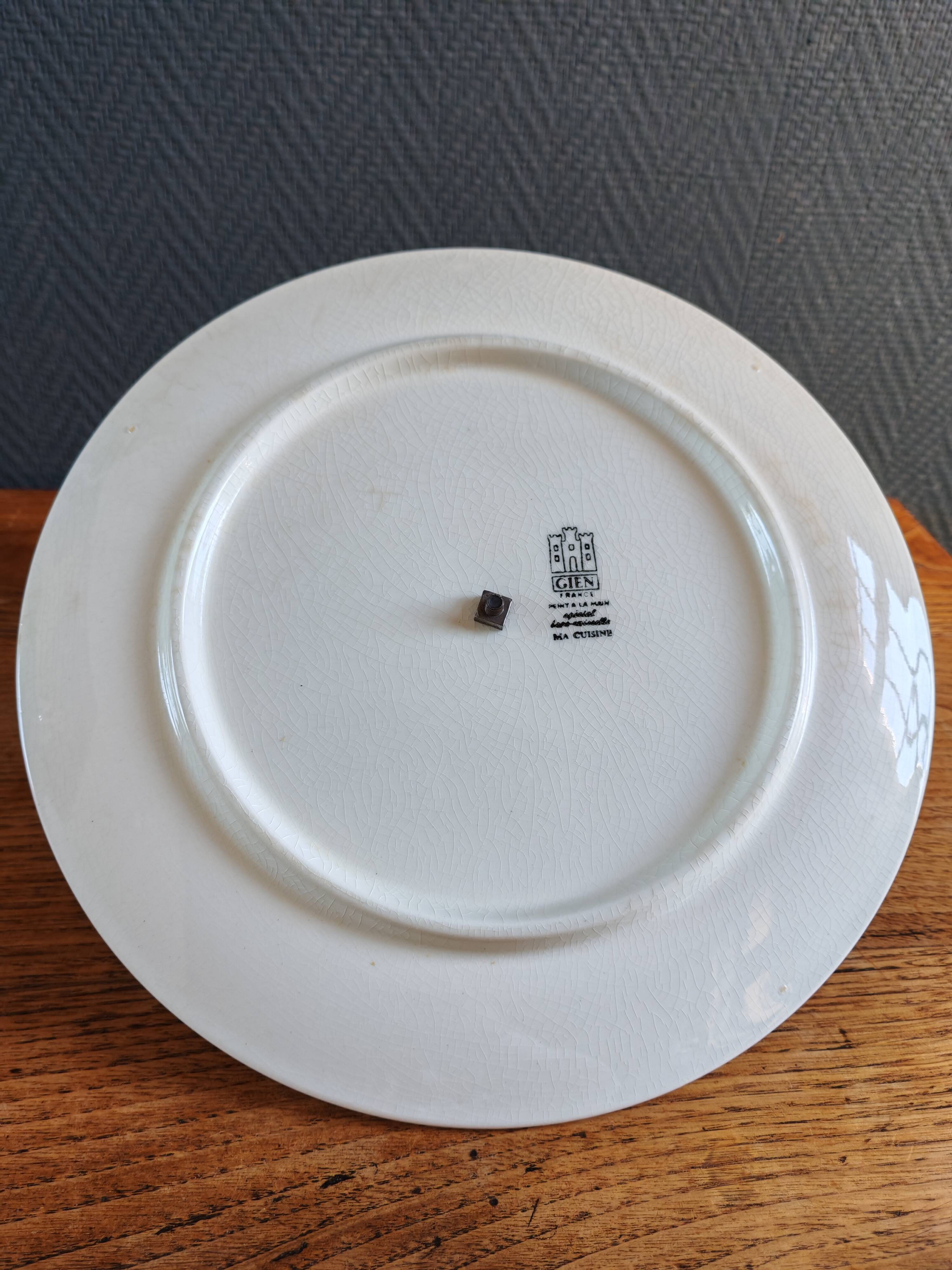 Vintage Cheese Plate Gien France Handmade decor My Kitchen