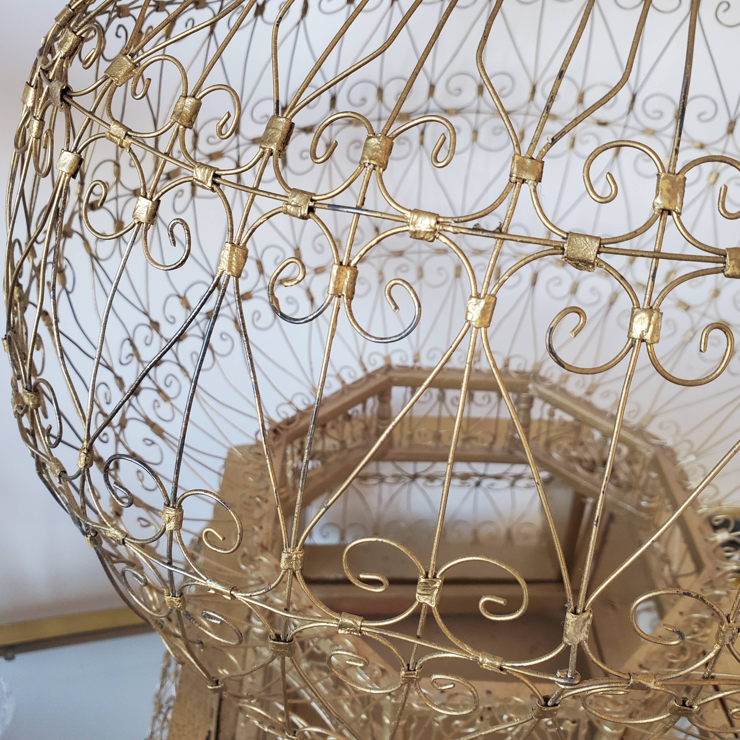 Large golden bird cage