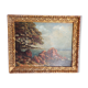 Signed seaside landscape painting dated 1929