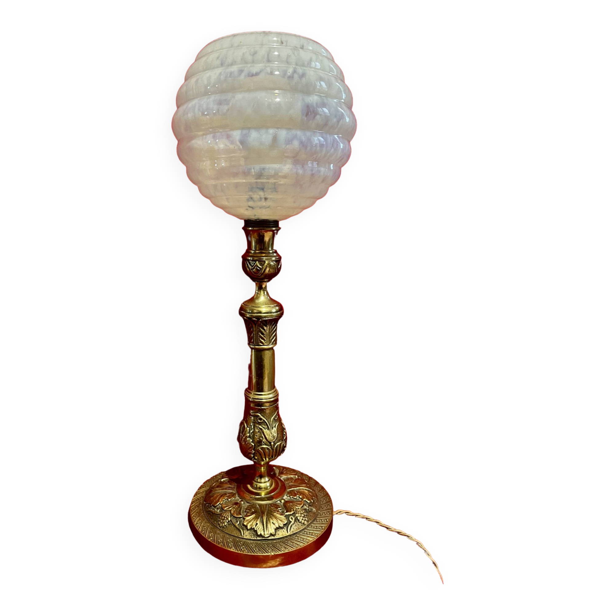 Lampes XIX ème, bronze doré, signées