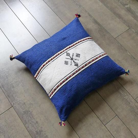 Moroccan berber cushion blue and white