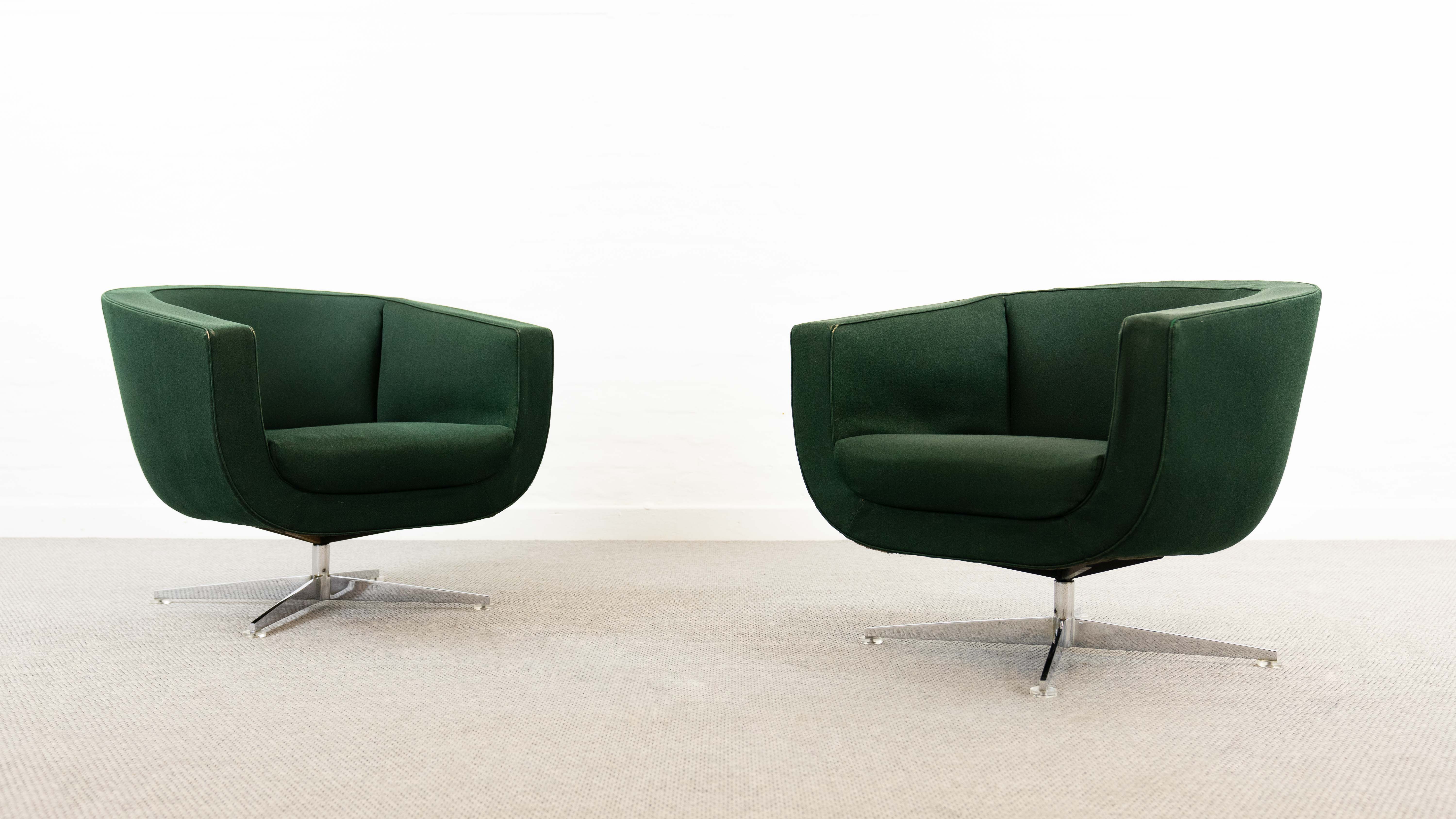 Vintage Mid Century Clubchairs - Cocktail Chairs in dark green fabrics 60s