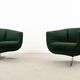 Fauteuil sen tissu vert foncé années 60