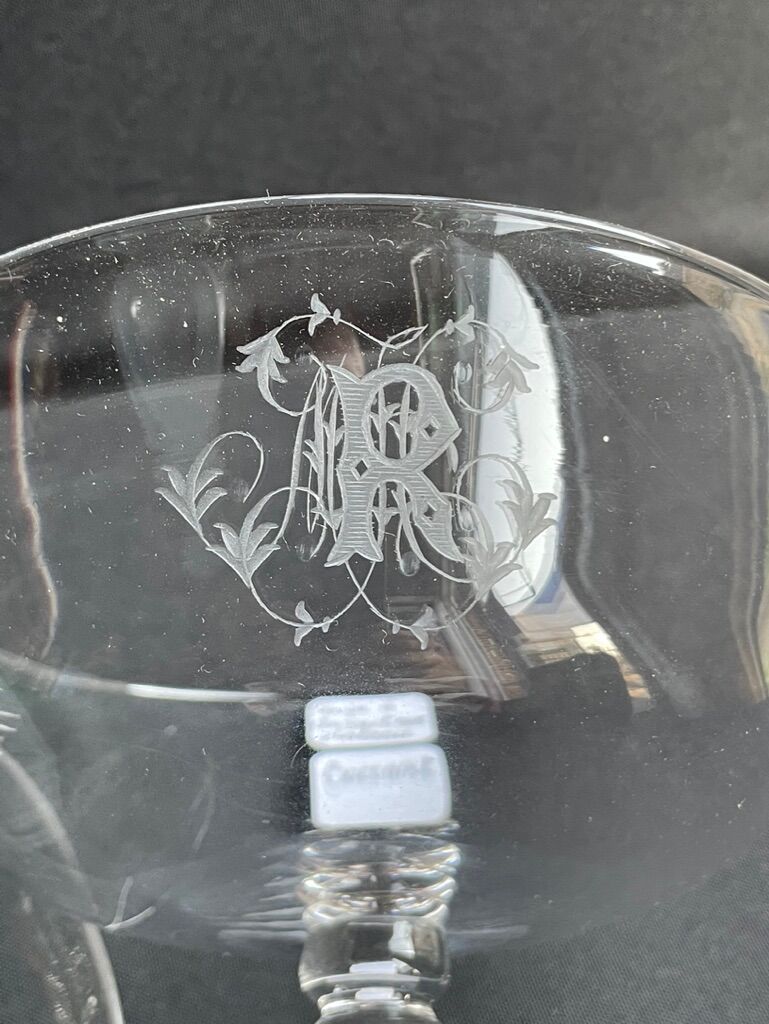 Dessert cup (compotier) with monogrammed light crystal top