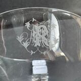 Coupe à dessert (compotier) avec plateau monogrammés en cristal léger