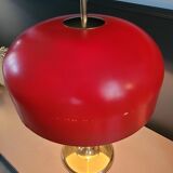 Vintage table lamp with bell shade and brass base