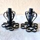Set of two vintage twisted wrought iron candlesticks