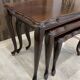 Set of 3 rustic nesting coffee tables in Louis XV style from 1950.