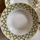 Set of 6 vintage hollow plates with yellow and black décor