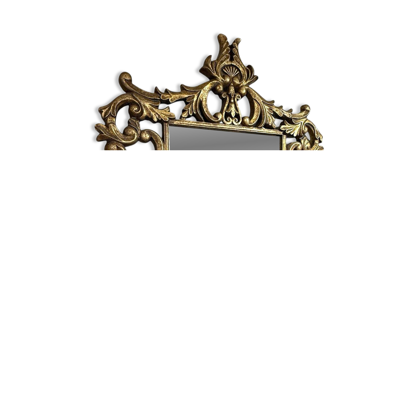 Gold wooden wall mirror with floral decoration
