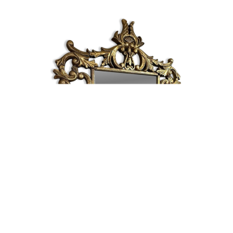 Gold wooden wall mirror with floral decoration