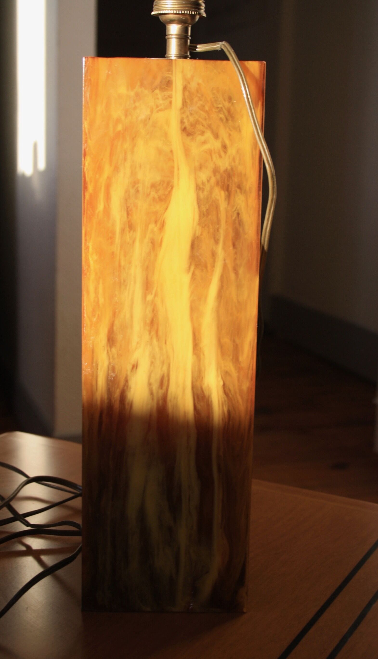 Amber and opaline lamp
