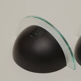 Pair of half-moon metal and lucite wall lights Postmodern Memphis vintage Circa 1980