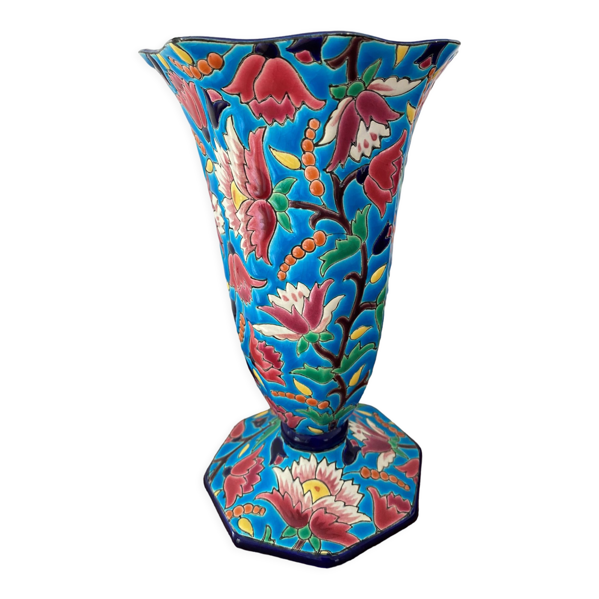 Vase en céramique émaillé Longwy