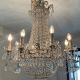 Large Montgolfière chandelier with crystal drops