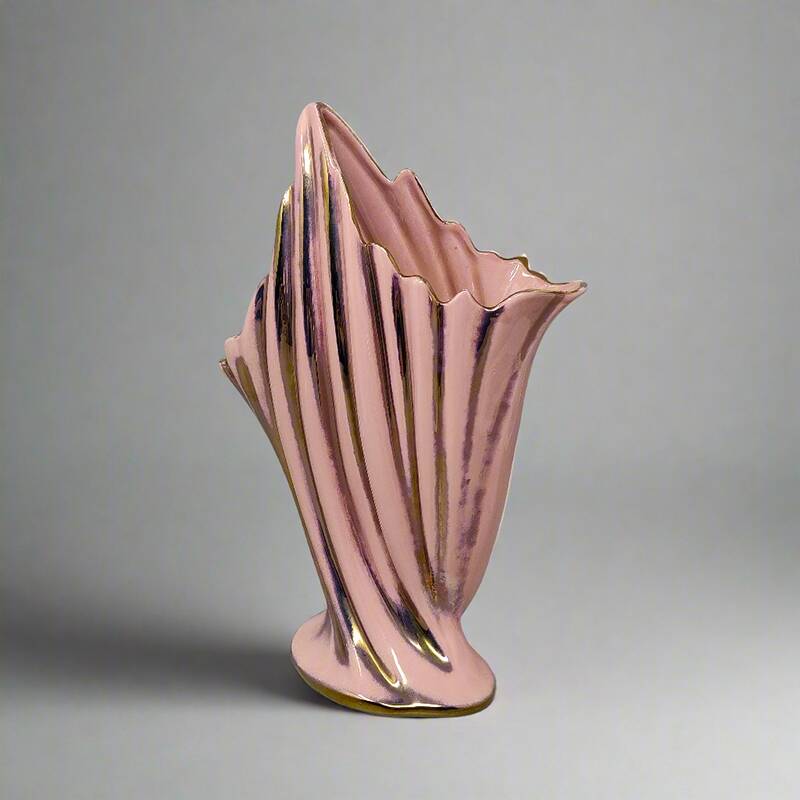 1960s Astonishing Pink and Gold Vase by SICAS Limited Edition. Made In Italy