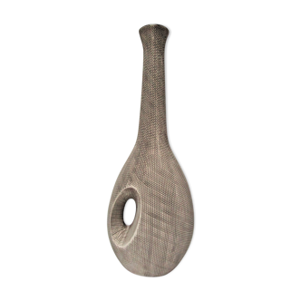 vase high neck ceramic scarified design years 50/60 H. 40 cm