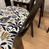 Set of 4 vintage wooden and fabric chairs, 1970