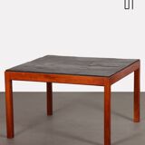 Table basse vintage en bois et ardoise, 1970