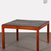 Table basse vintage en bois et ardoise, 1970