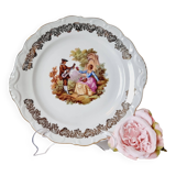 Large serving plate with romantic Frangonard scene with 24 carat gold