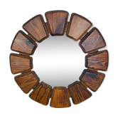 Miroir brutaliste bois rond 52 cm