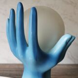 Blue ceramic hand lamp