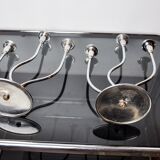 Pair of art deco candlesticks in stainless steel 3 flames, Spain, 1970