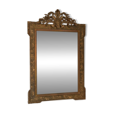 Large rectangular beveled mirror with gold stucco