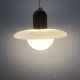 Pair of onyx and walnut suspended light fixtures