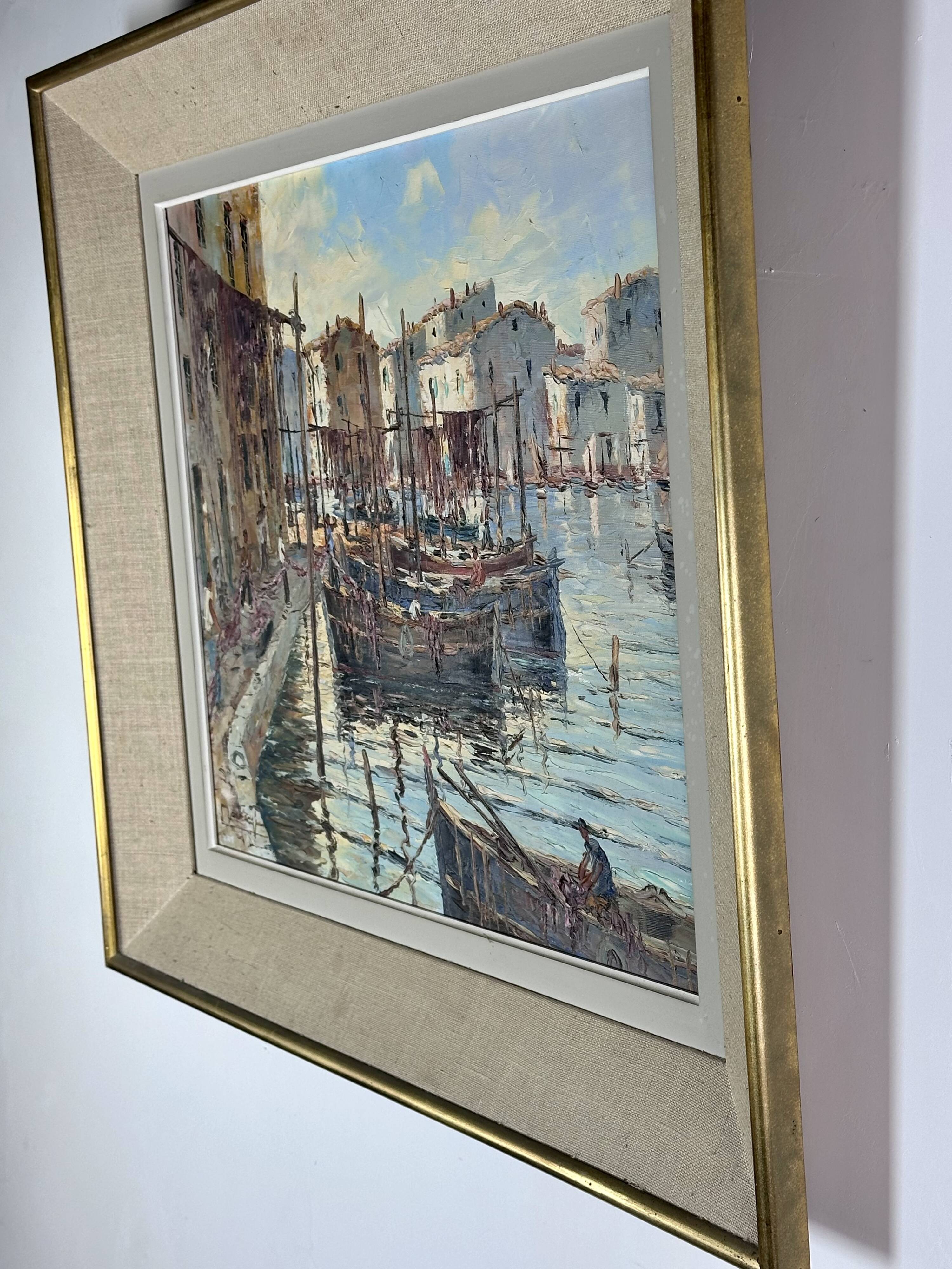 Oil painting on canvas of the port of Martigues.