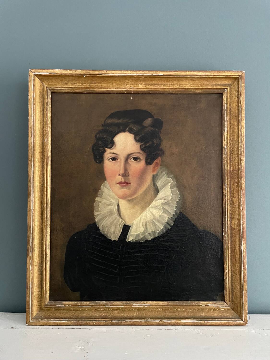Oil on canvas, portrait of a woman around 1830