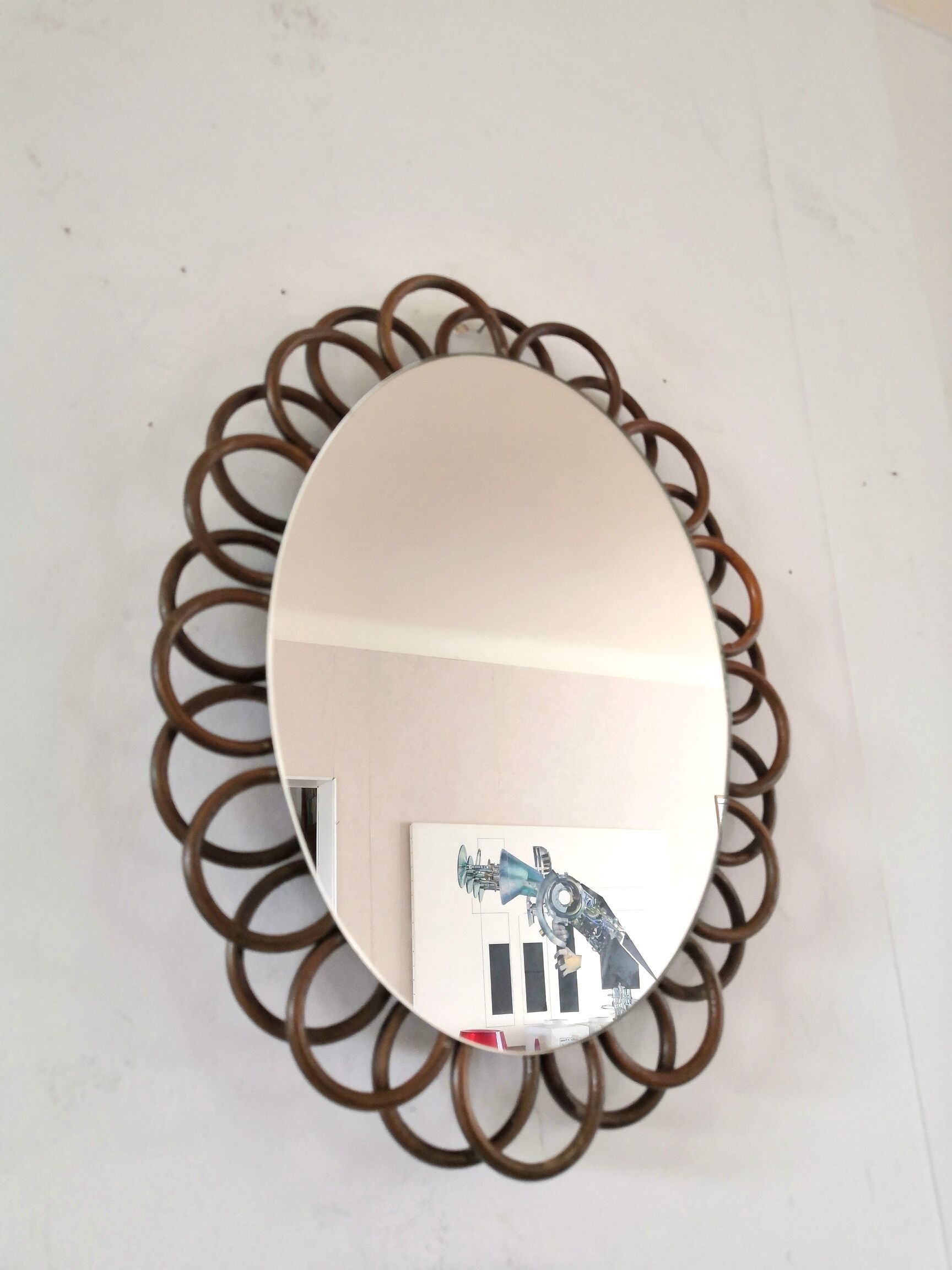 Vintage rattan mirror 60s