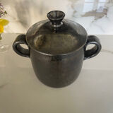 Black ceramic covered pot – Vallauris, 1950s