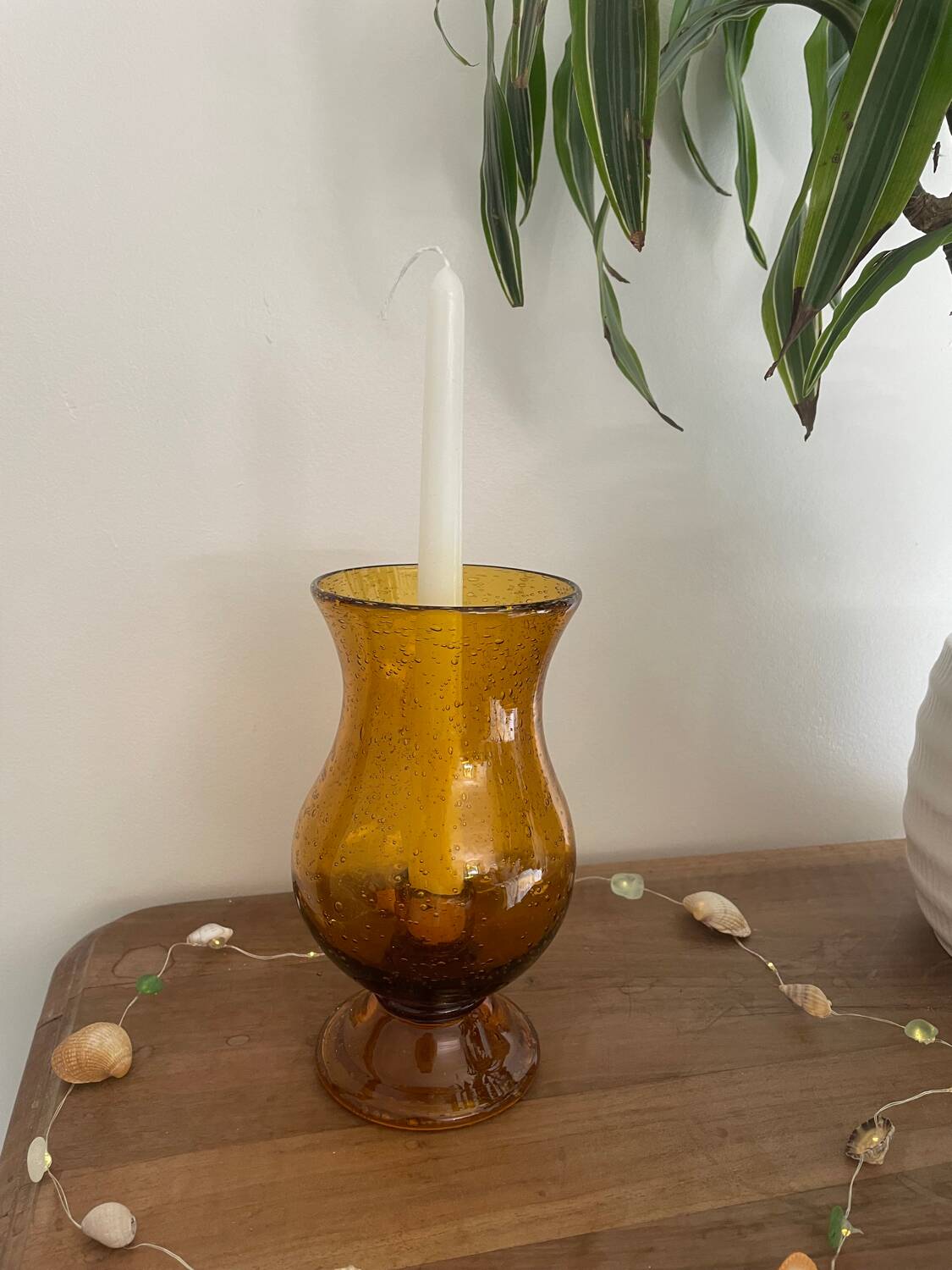 Handmade glass candle holder