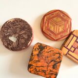 Pair of straw marquetry boxes