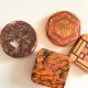 Pair of straw marquetry boxes