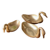 Trio de coupelles « cygne » en laiton doré