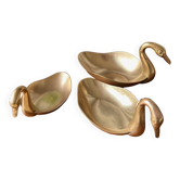 Trio of “swan” cups in gilded brass