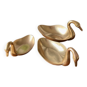 Trio de coupelles « cygne » en laiton doré