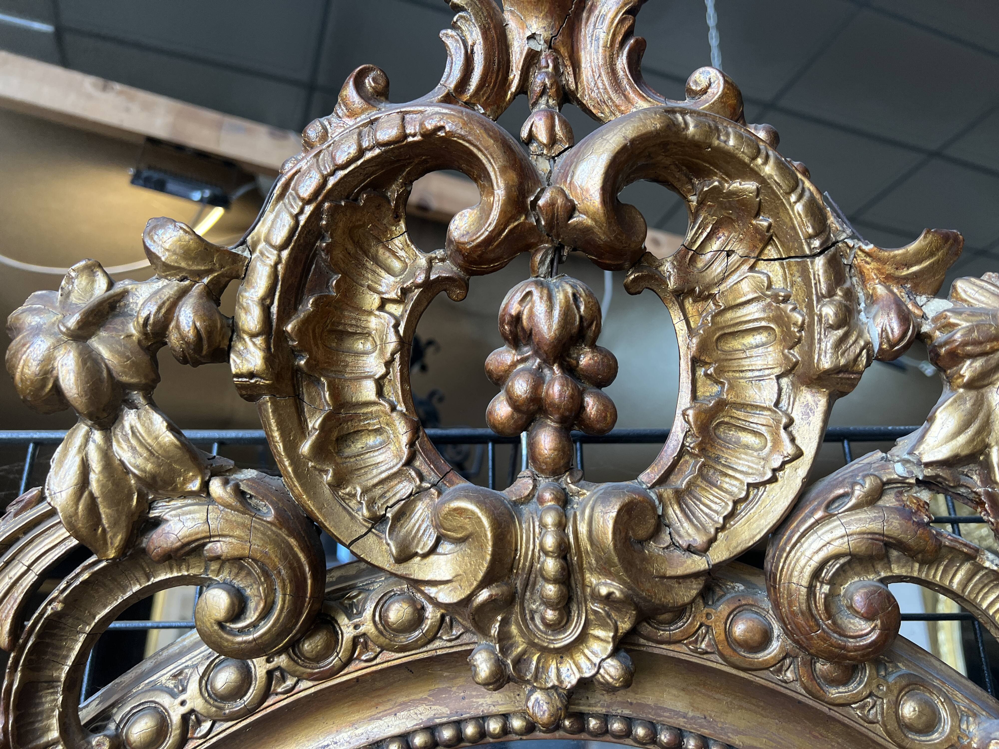 Napoleon III Style Golden Oval Mirror