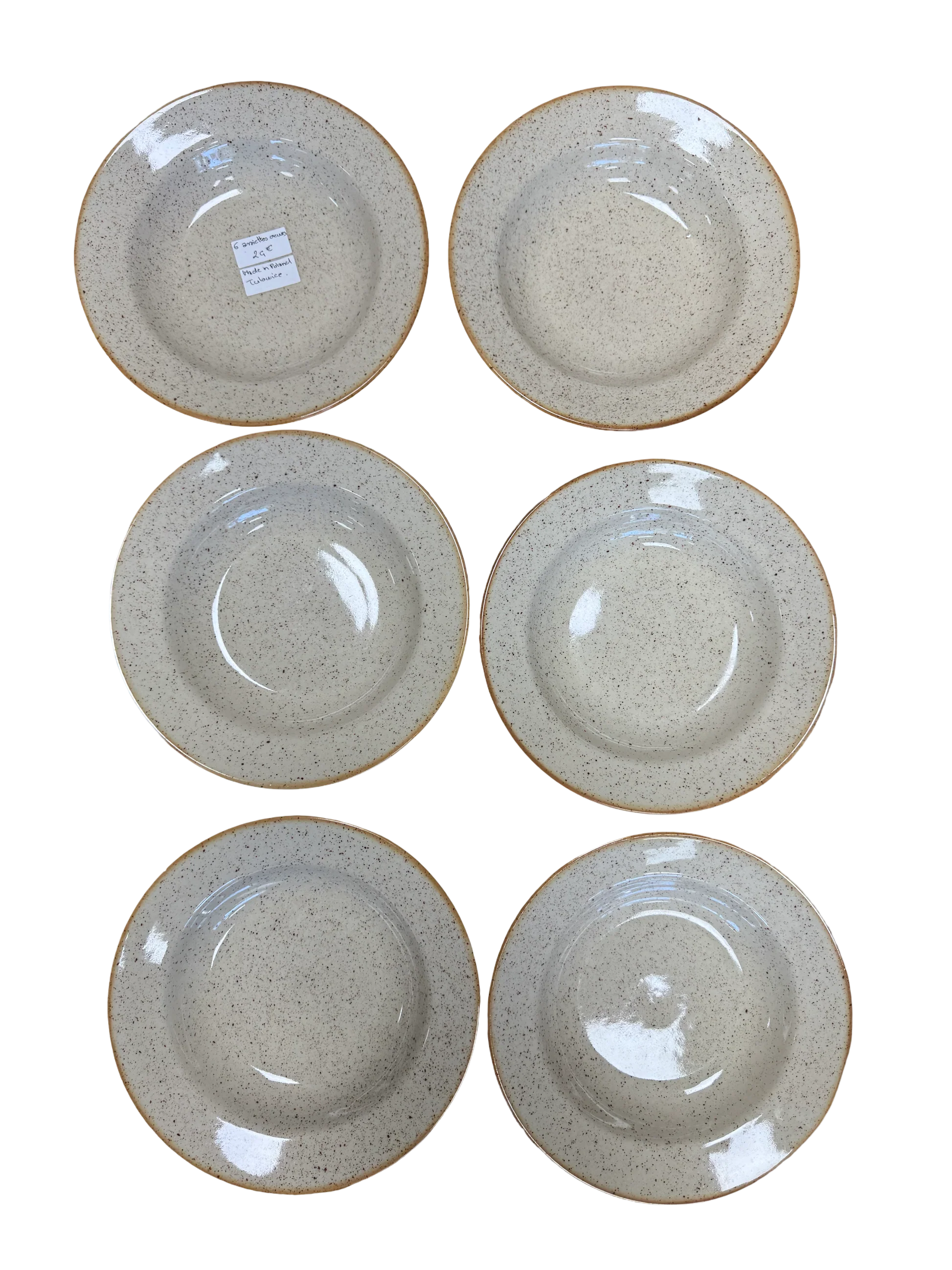 Beige ceramic deep plates