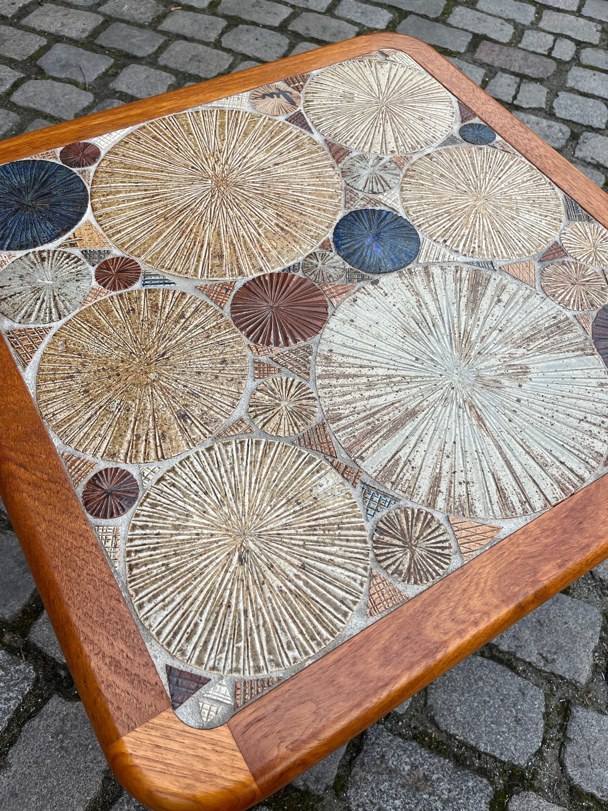 Coffee table teak tiles by Tue Poulsen for Haslev