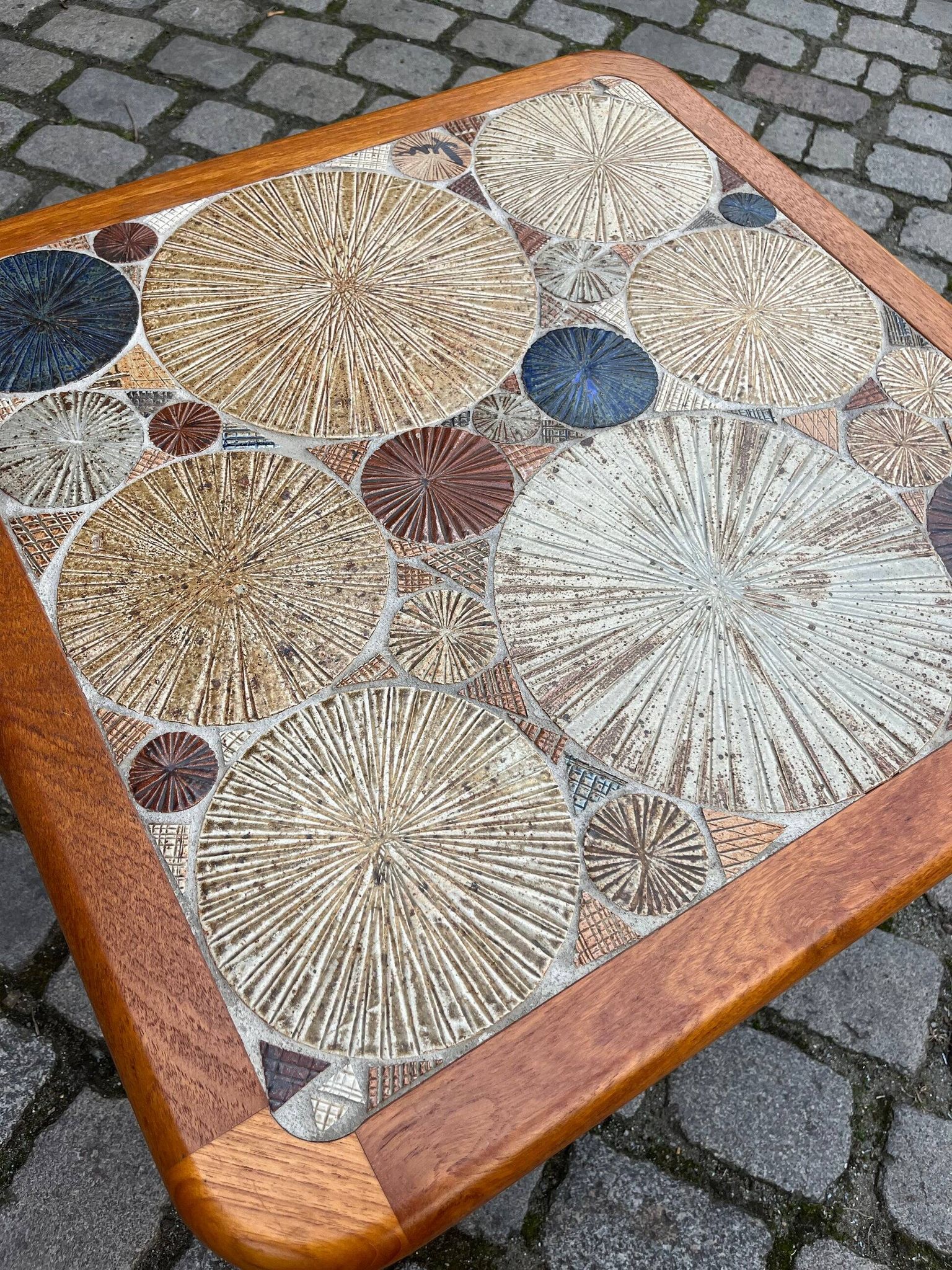 Coffee table teak tiles by Tue Poulsen for Haslev