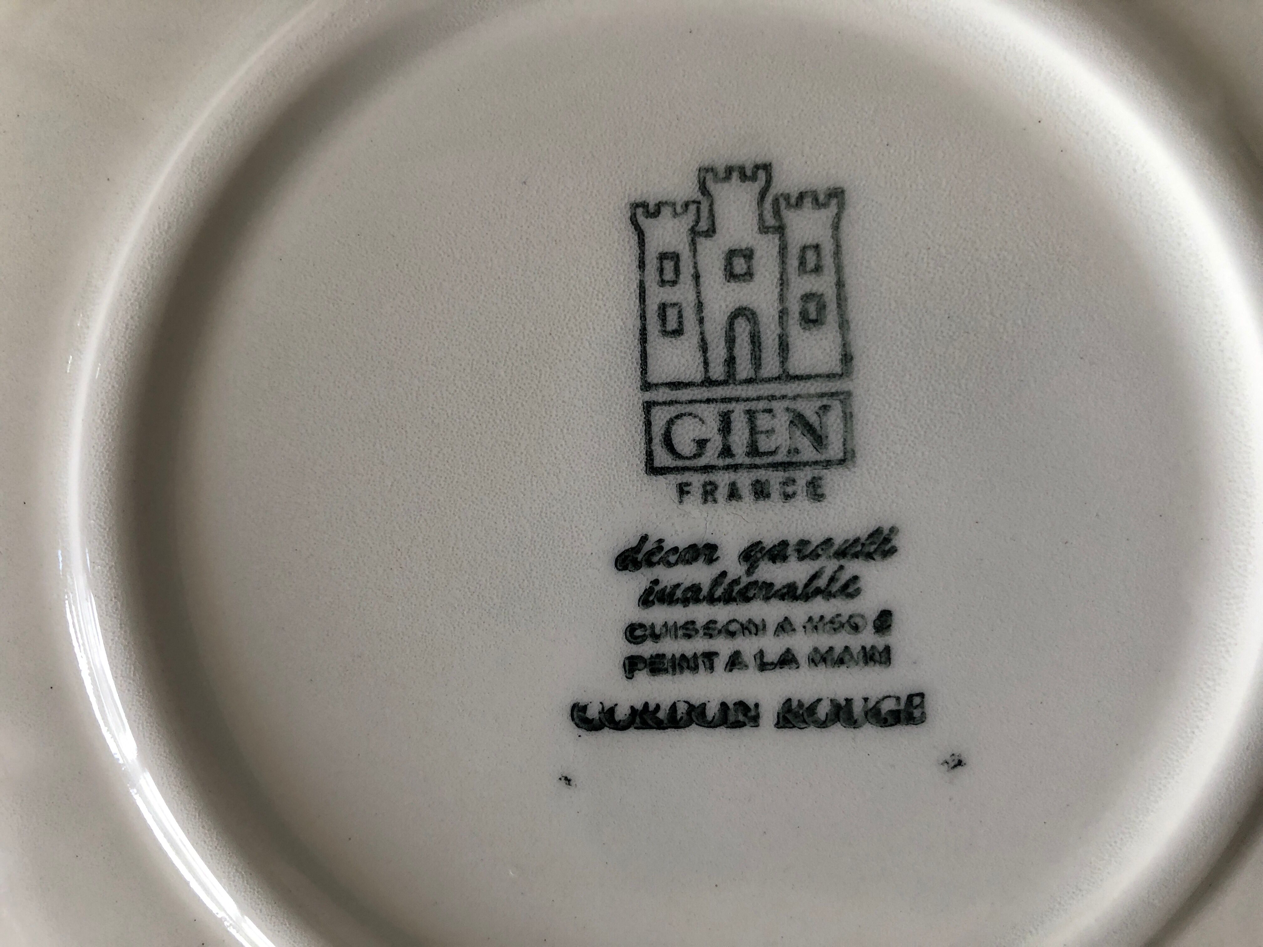 6 dessert plates fruit earthenware from Gien Cordon Rouge