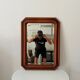 Vintage octagonal bevelled mirror from the 1960s.