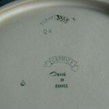 Panière enamels de Longwy decoration turquoise blue background and flowers